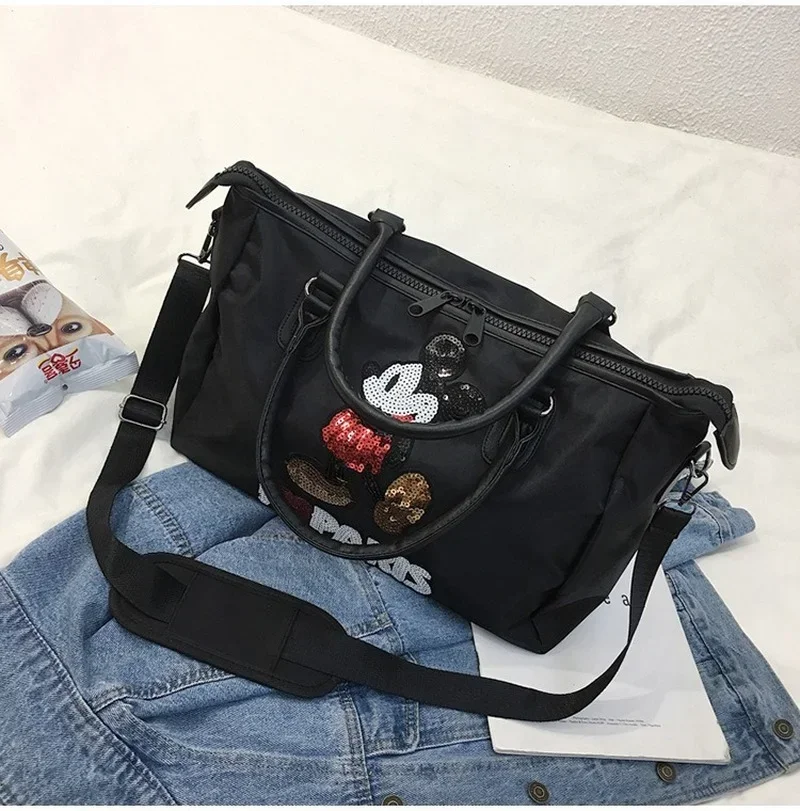 2025 New Disney  Mickey  Large Ladies Travel Bag Capacity Cute Fashion Luggage Bag Oxford Cloth High Quality Women's Handbag