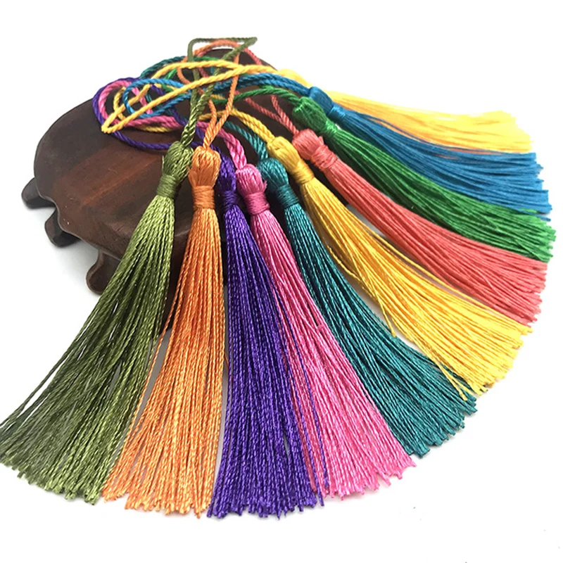 100Pcs 13cm Polyester Silk Tassel Fringe Hanging Spike Crafts DIY Jewelry Making Clothing Bookmark Pendant Decoration