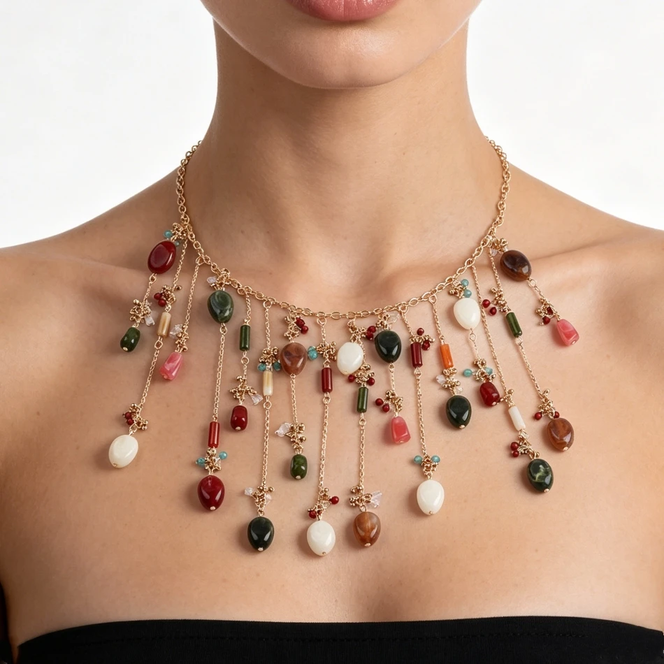 2026 Nuevos Bohemios étnicos Multi colorido colgante borla Collar mujeres indio Vintage declaración Maxi Collar grande gargantilla Collar