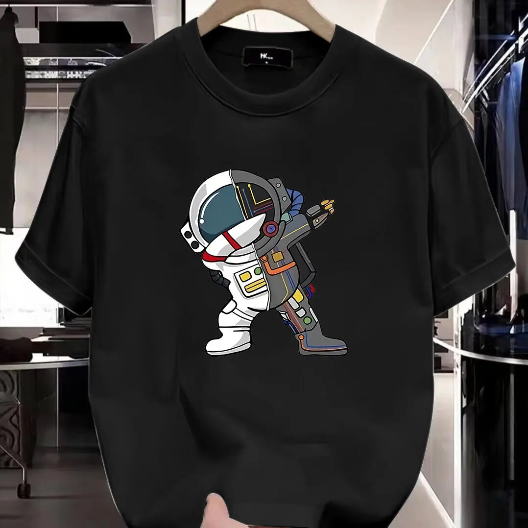 Space Robot Print Oversized T-shirt Unisex Tops Cotton Tees Fitness Tshirt Streetwear Graphic T Shirt Fashion Men's Clothing