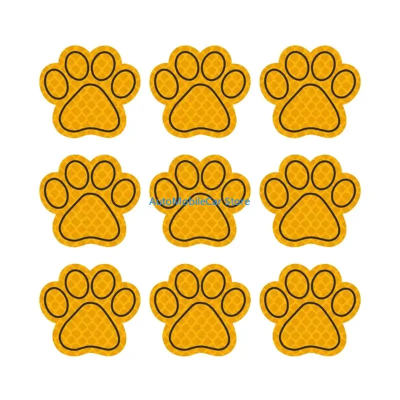G8TE 9Pcs Cats Paws Reflective Safety Car Body Decals for Various Weather Conditions
