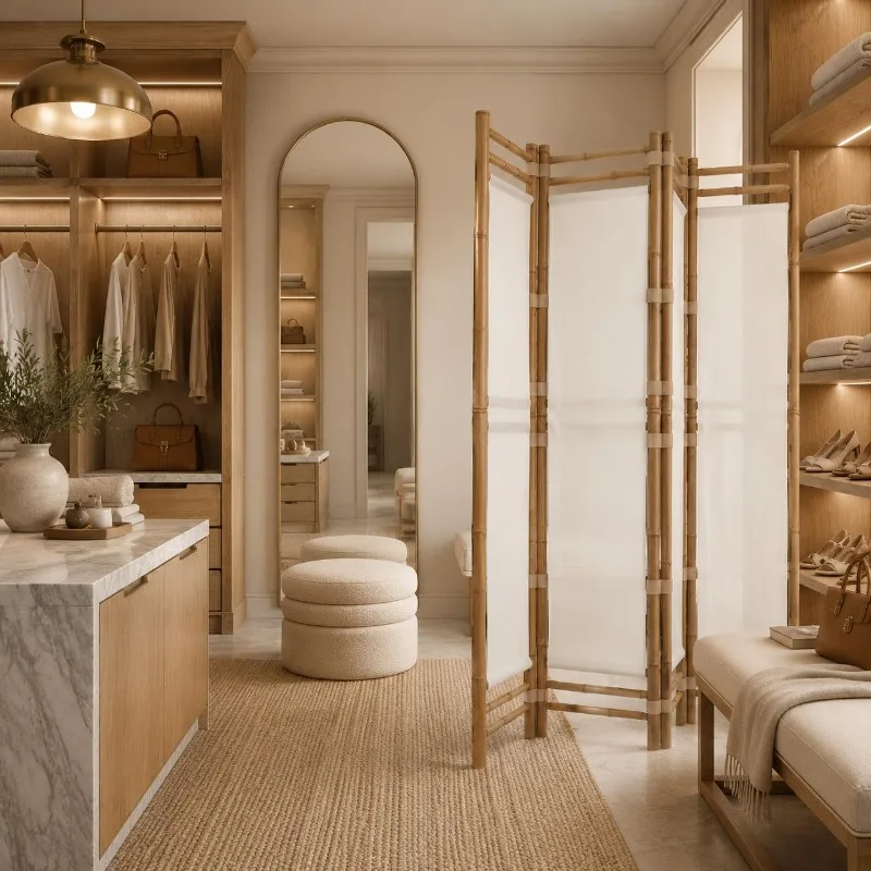 Biombo pliable à 4 panneaux en bambou et toile 160 cm, séparateur d'ambiance naturel pour la confidentialité, cloison légère autonome pour salon, chambre et terrasse