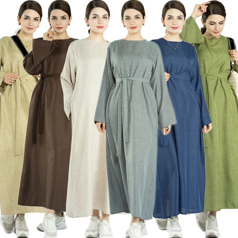 

Ramadan Abaya Modest Casual Prayer Maxi Dress for Women Muslim Long Sleeve Robe Turkey Eid Kaftan Arab Islam Dubai Jalabiya Gown