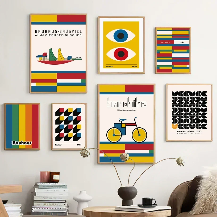 باوهاوس خطوط هندسية الشكل جدار الفن الملصقات يطبع الشمال مجردة قماش اللوحة فندق بار صور لغرفة المعيشة ديسمبر