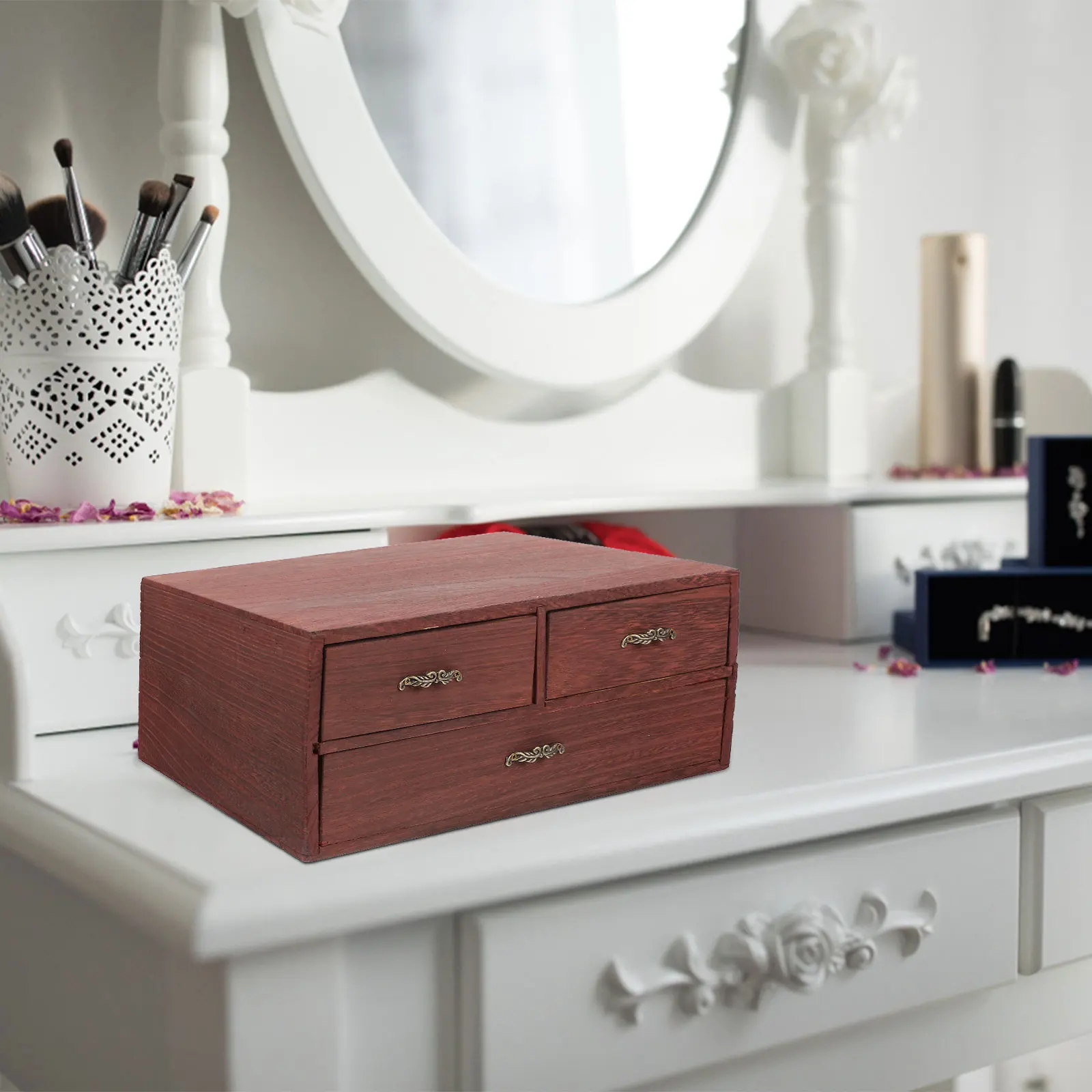 

Wooden Jewelry Storage Box Simple Holder Case ganizer Desk Tidy Retro Fashion Elegant Holiday Gift Necklace Bracelet Earring