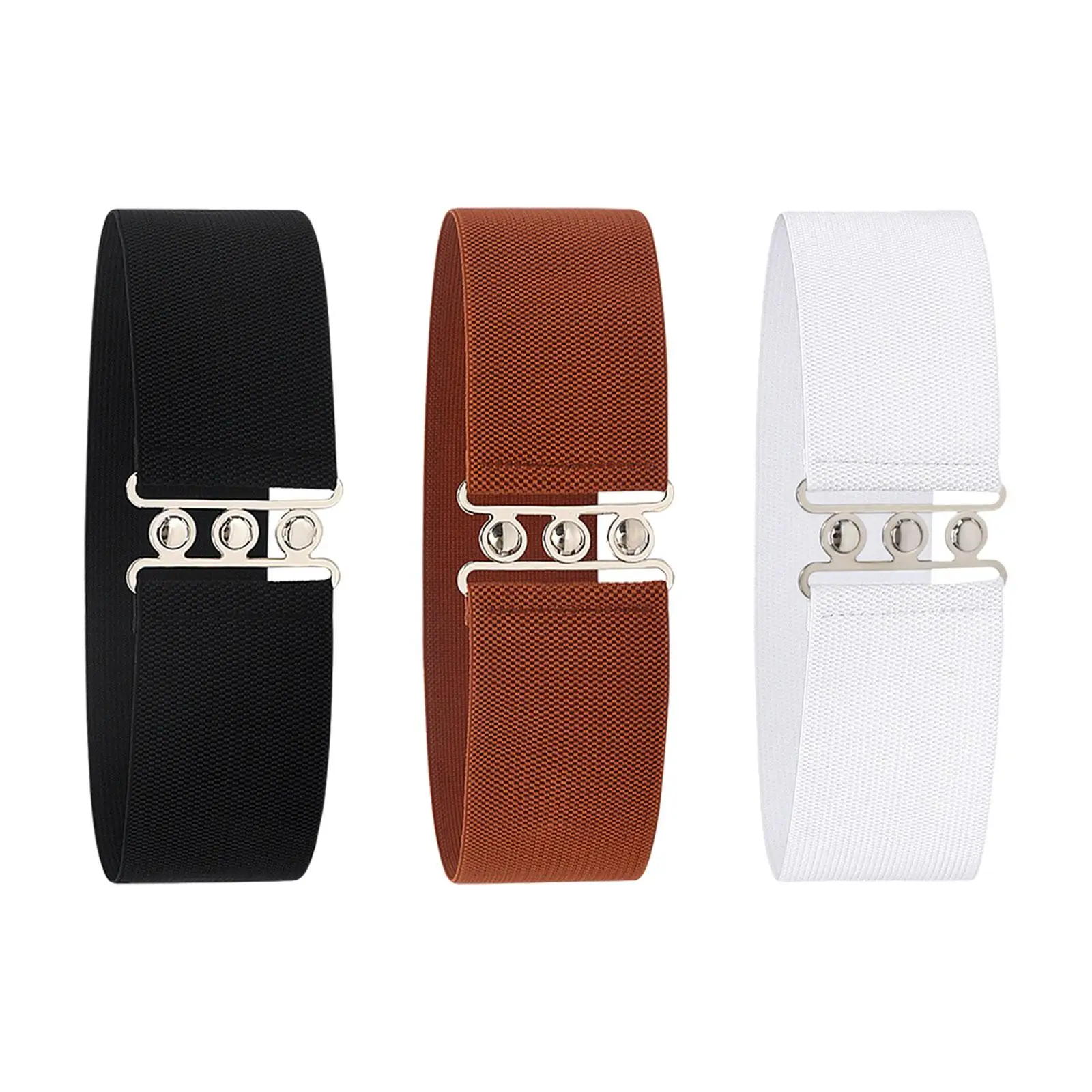 Wide Elastic Belt Dress Belt Stretch Elegant with Buckle Cinch Solid Color Corset Waistband Waist Belt for Women Ladies