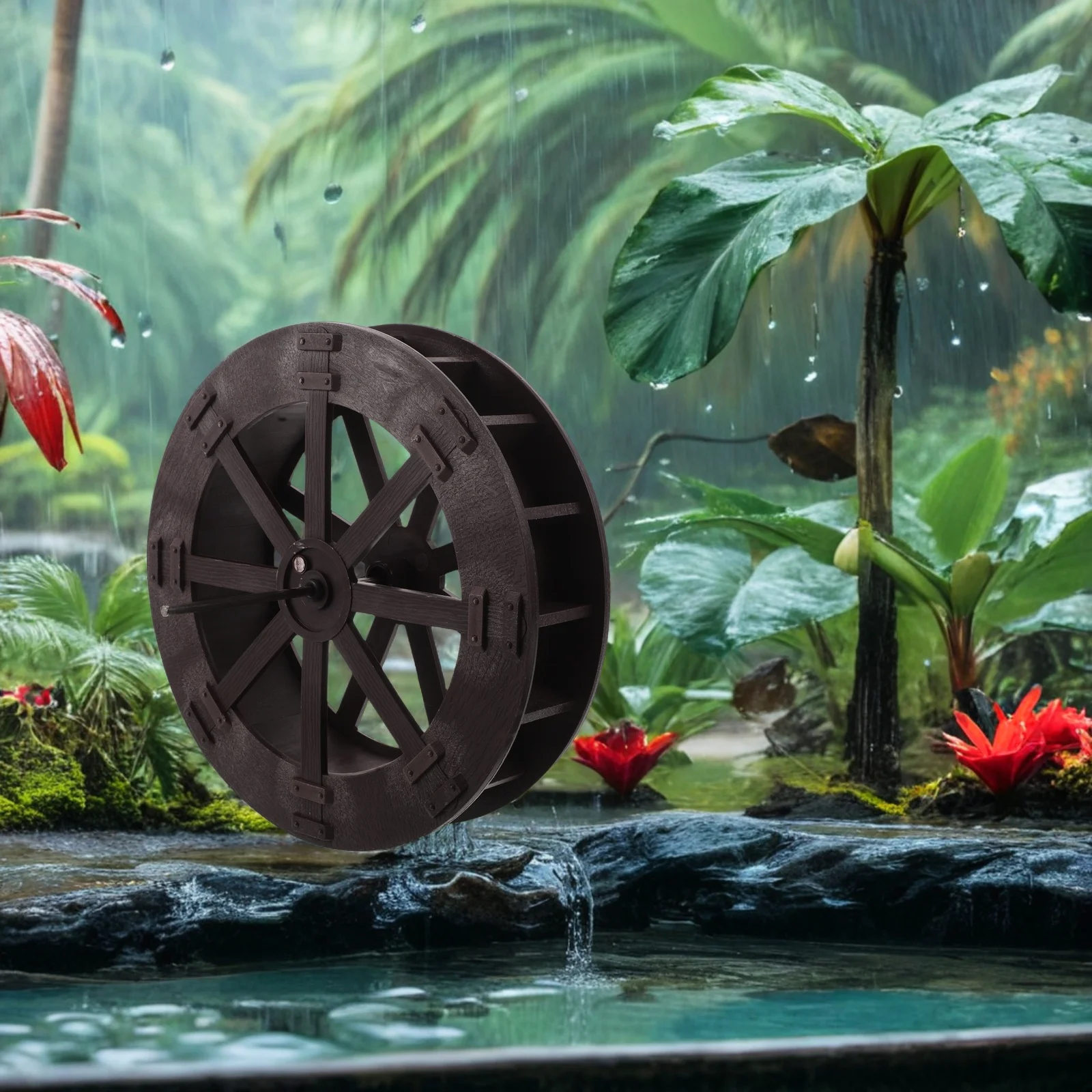 

22cm DIY Water Wheel Fountain for Fish Tank Table Decor Rotatable Aquarium Accessory Mini Landscape Sculpture Model Kit