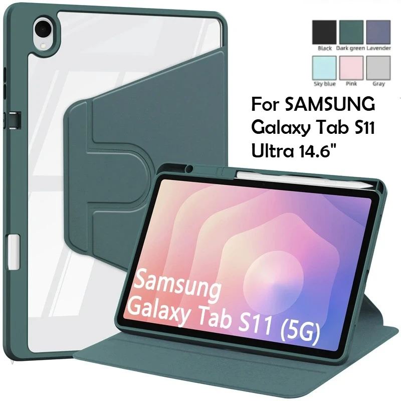 

Новый HD акрил 360° ° Чехол для планшета с вращающейся подставкой для Samsung Galaxy Tab S11 Ultra 14,6 5G 11 дюймов 2025 Чехол SM-X930 Противоударный чехол