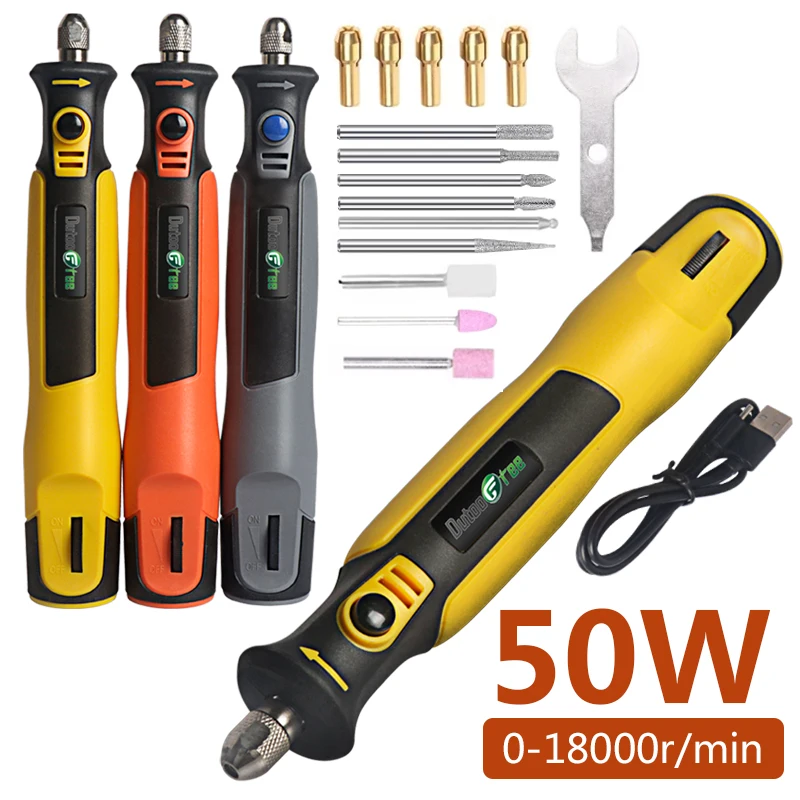 50W USB Cordless Rotary Tool Kit Woodworking Engraving Pen DIY For Jewelry Metal Glass Mini Wireless Drill 0-18000rpm