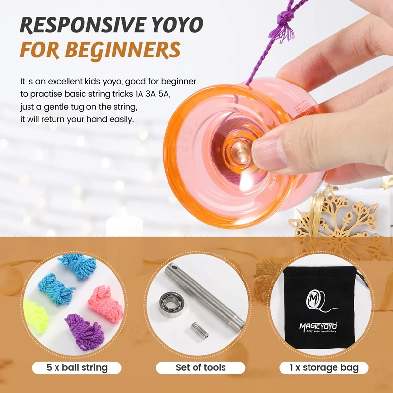 T84C-MAGICYOYO K2 Plus Crystal Responsive Yoyo,Dual Purpose Yo-Yo With Replacement Unresponsive Bearing For Intermediate