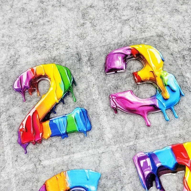 

1Pc 2D Dripping Paint 0-9 Number Waterproof Dopamine Vinyl Sticker Decal for Motorcycle Fuel Tank Helmet