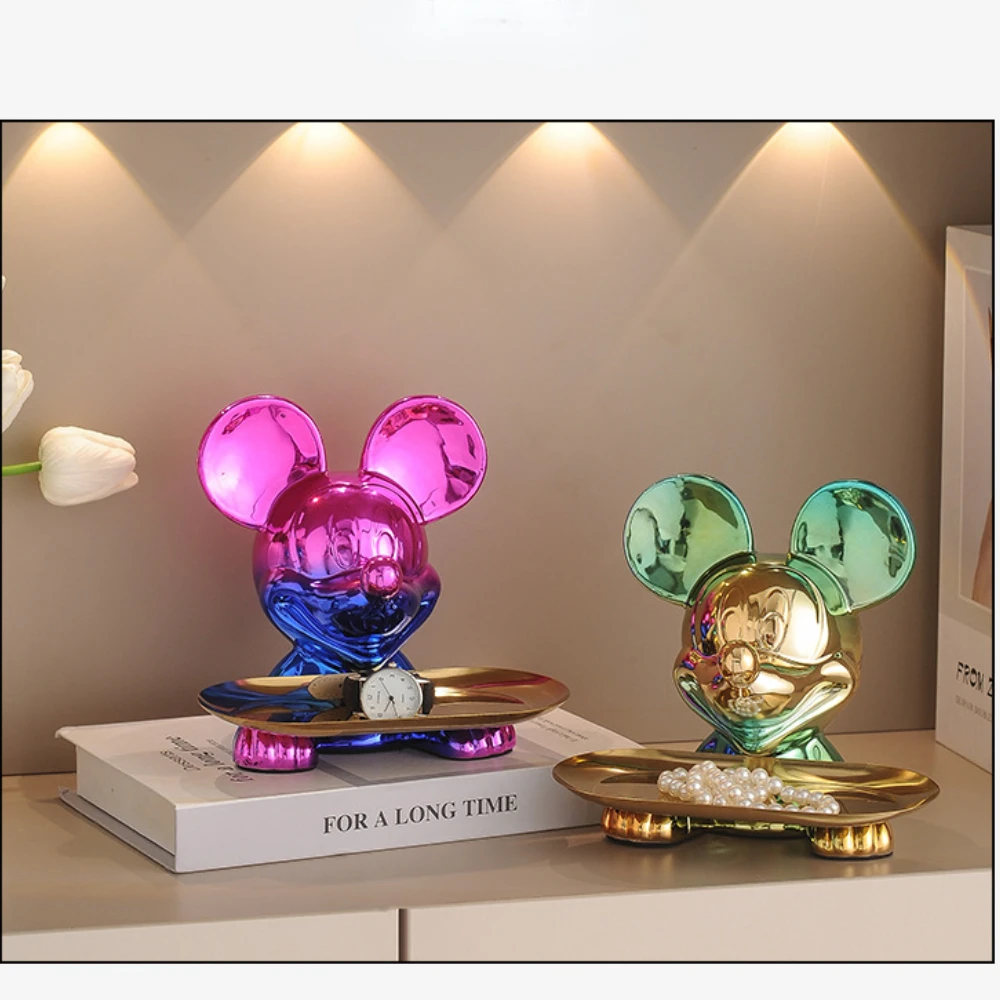 Home Accessories Mouse Statue with Tray Storage Ornament Ceramic Sculpture Craft Decoration Gift Home Decoration Accessories