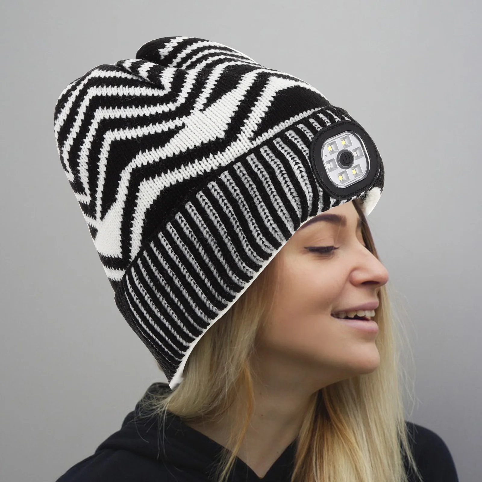 

Glowing Headlight Led Lighted Beanie Hats with Lights Outdoor Headlamp Yarn Beanies Men