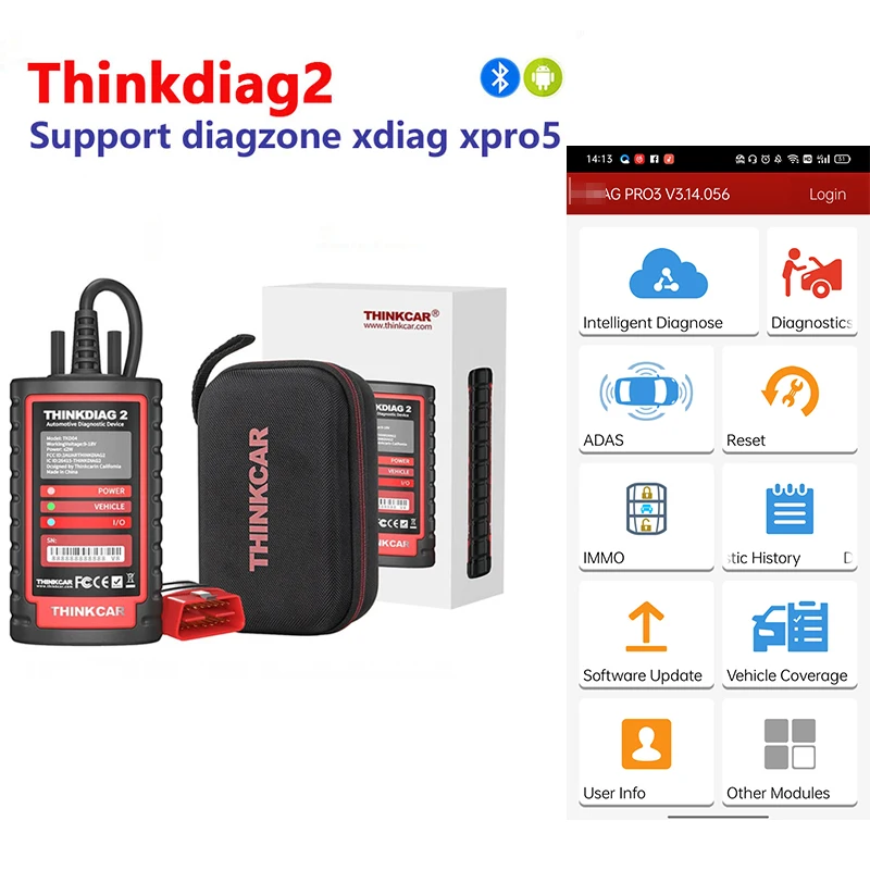 

THINKCAR ThinkDiag 2 THINKDIAG2 With 1/2 Year D-Z Software Support CAN FD Protocol 16 Reset Function OBD2 Diagnostic Tool DBSCAR