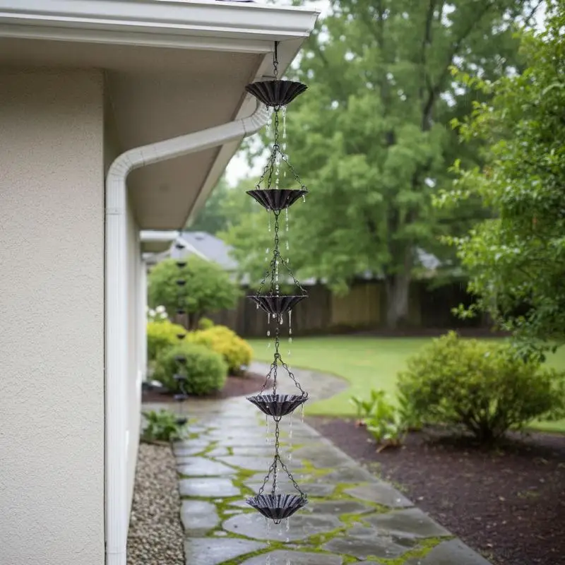 Eaves Drainage Rain Chain Japanese Style Outdoor Metal Rainwater Chain for Garden Roof Home Decoration