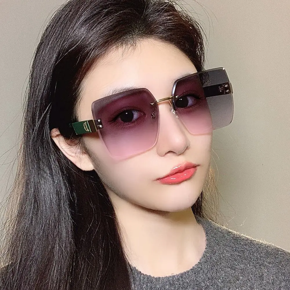 UV400 Rimless Sunglasses Fashion Gradual Vintage Frameless Sun Glasses Ladies Eyeglasses Outdoors