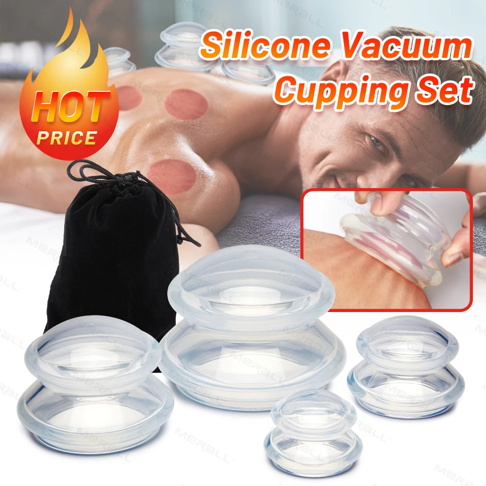 Silicone Vacuum Cupping Set Massager for Back Cups Guasha Cup Body Suction Ventosas Anti-Cellulite Skin Lift Cupping Jars Slim