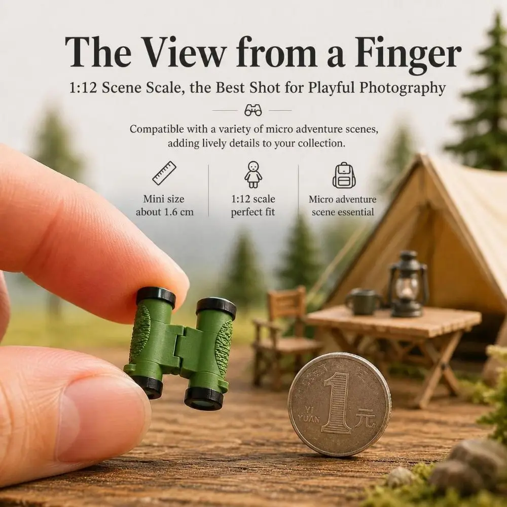 1 Pair 1:12 Scale Miniature Telescope Realistic Resin Dollhouse Prop Hand Painted Lightweight Binocular Telescope Model