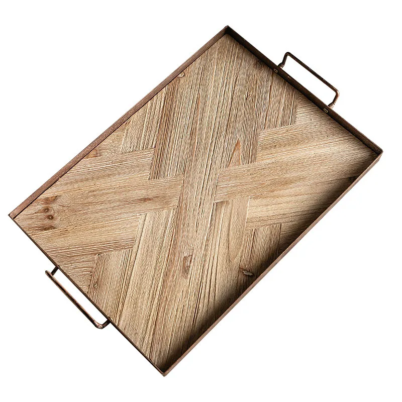 Log wind old ornaments photography props American retro restaurant fruit plate studio decoration fireplace tray