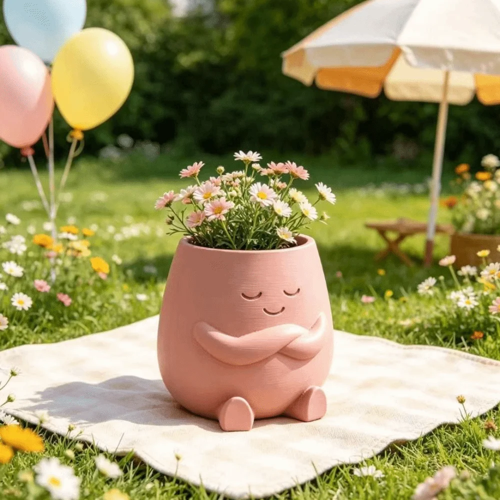 Novelty Mini Size Plant Pot 3D Printed Ornaments Head Planter Holder Stylish Design Flowerpot Outdoor