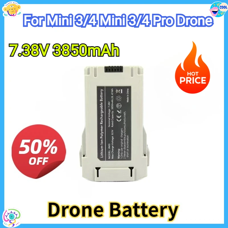 

Brand New Replacement Drone Battery 7.38V 3850mAh for Mini 3/4 Mini 3/4 Pro Drone Flight Time 47 Minutes