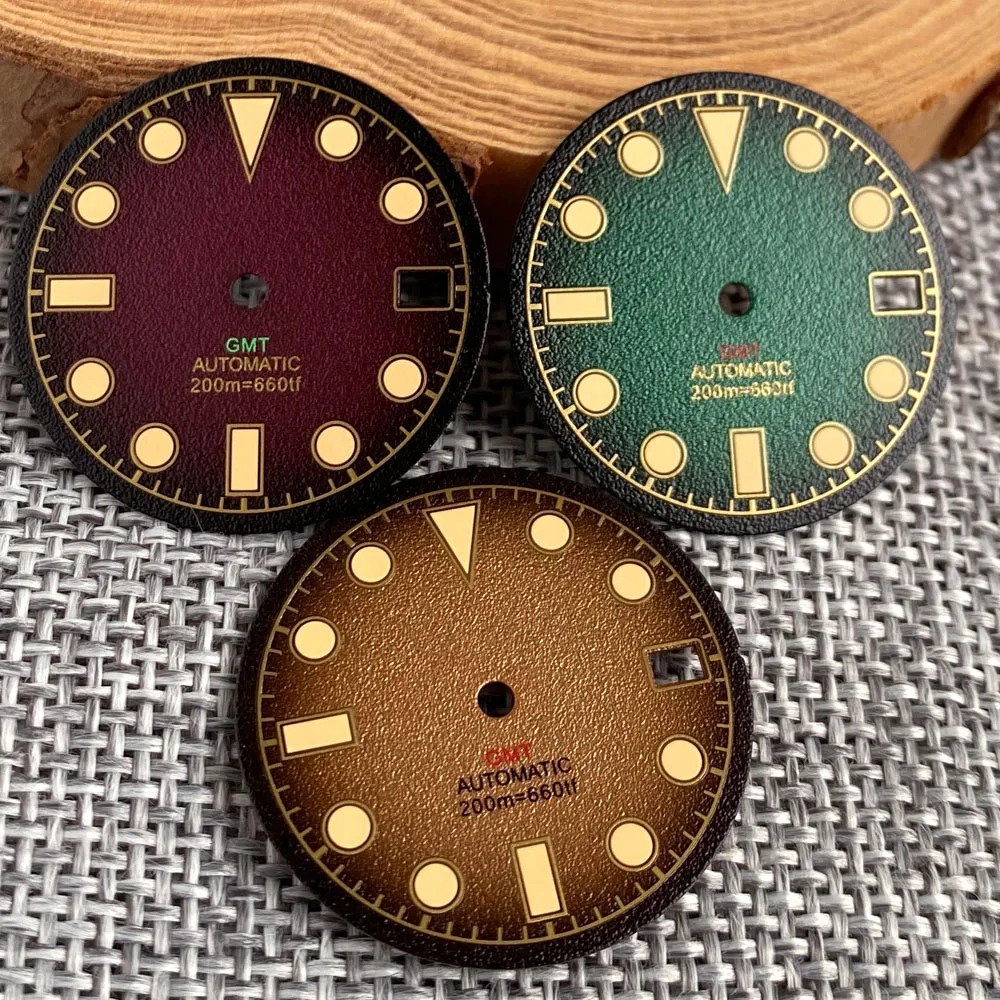 

29mm Red Green Brown NH34A Watch Dial Matte for GMT Automatic Men Watch Modified Accessories Luminous Diver Watch Dial