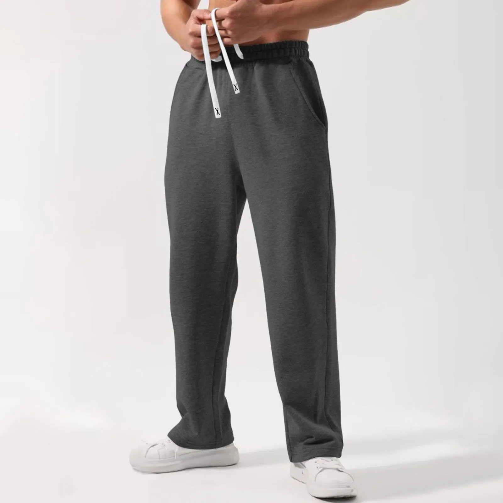 

Men's Loose-fit Straight-leg Casual Pants Fashion Korean Wide-leg Sweatpants Outdoor Comfortable Lightweight Long Pants for Men