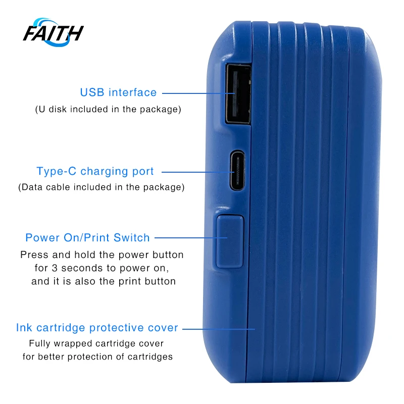 Faith 25 Languages mini Handheld Inkjet Printer  label printer Number Logo Plastic impresora portátil photo printer 프린터