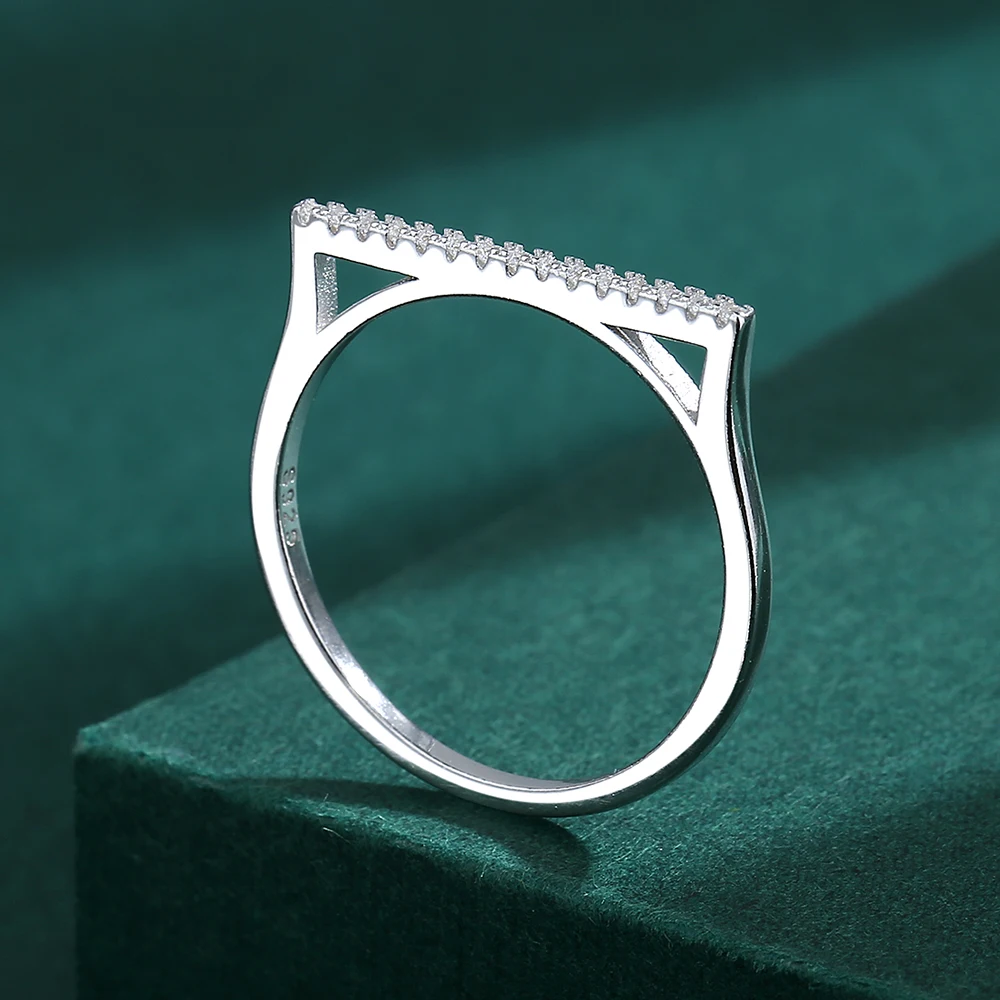 2022 NEUE Kreative Geometrische Diamant Paar Ring Für Frauen Echtes S925 Sterling Silber Dreieck Valentinstag Geschenk Schmuck