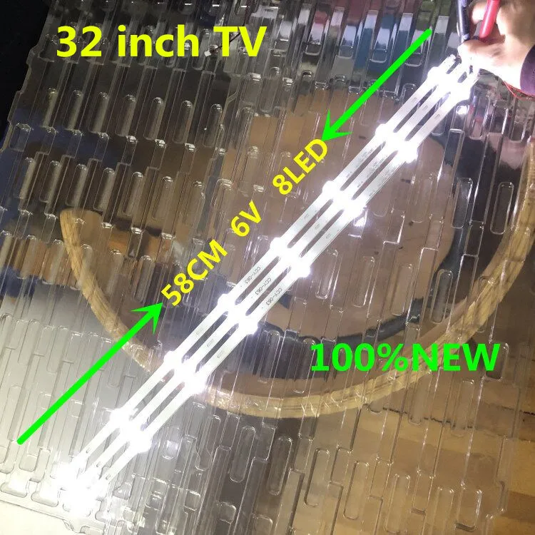 

6 pcs/Lot 100% NEW FOR 32 INCH TV FOR NEW TV 6V LCD TV LED universal aluminum substrate assembly 58CM 8 LED