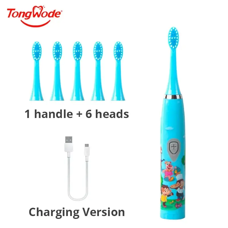 Kinder Sonic Elektrische Zahnbürste Bunte Cartoon Für Kinder USB Aufladbare Weiche Automatische Wasserdicht Mit Ersatz Kopf