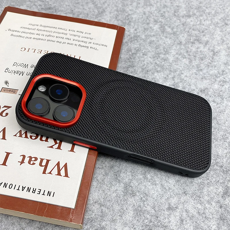 

Senior PU Leather Texture MagSafe Phone Case For iPhone 16 16pro max 15 15Pro Simple Wireless Charging Protective Hard PC Cover