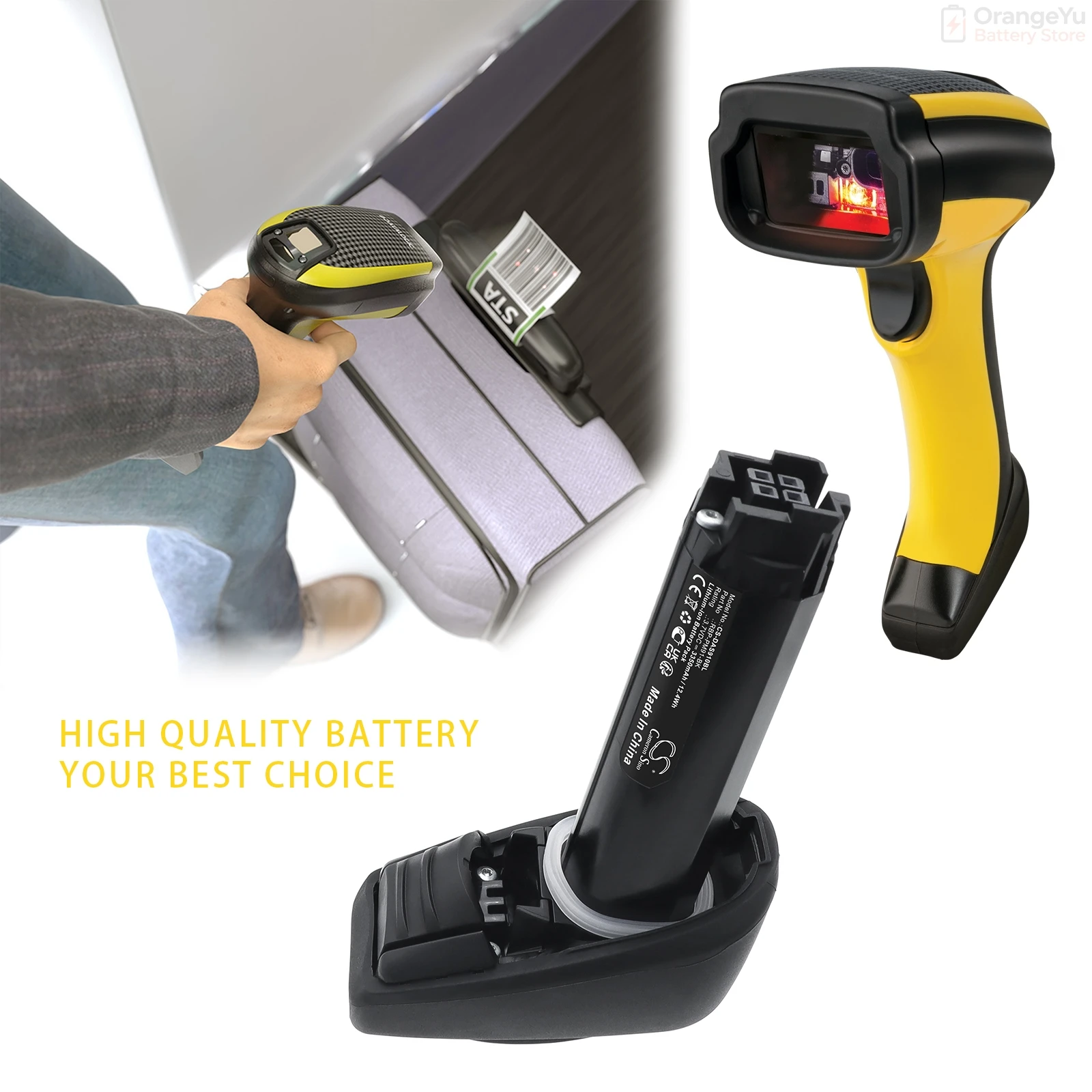 Replacement 3.7V 3350mAh Barcode Scanner Battery for Datalogic PowerScan PD9330 PM9300 PM9501 PBT9100 PBT9501 RBP-PM91-BK