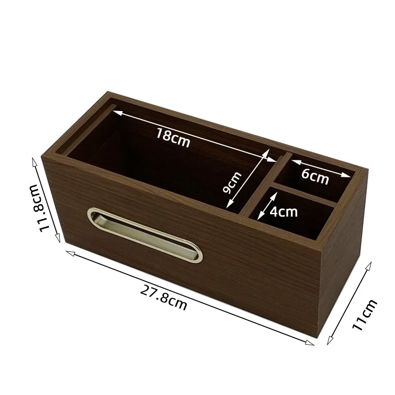 Black walnut wood tissue storage box napkins+remote multifunctional storage tray luxury.