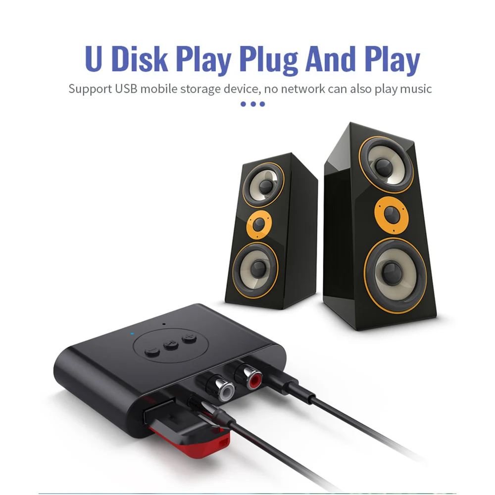 NFC بلوتوث متوافق 5.2 استقبال الصوت U القرص RCA 3.5 مللي متر AUX USB ستيريو الموسيقى محول لاسلكي مكالمات حر اليدين للسيارة