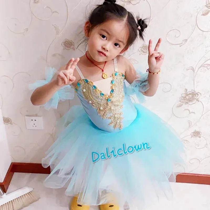 Lago dos cisnes profissional ballet tutu saia meninas vestido longo vestidos crianças desempenho roupas bailarina dança lírica traje menina
