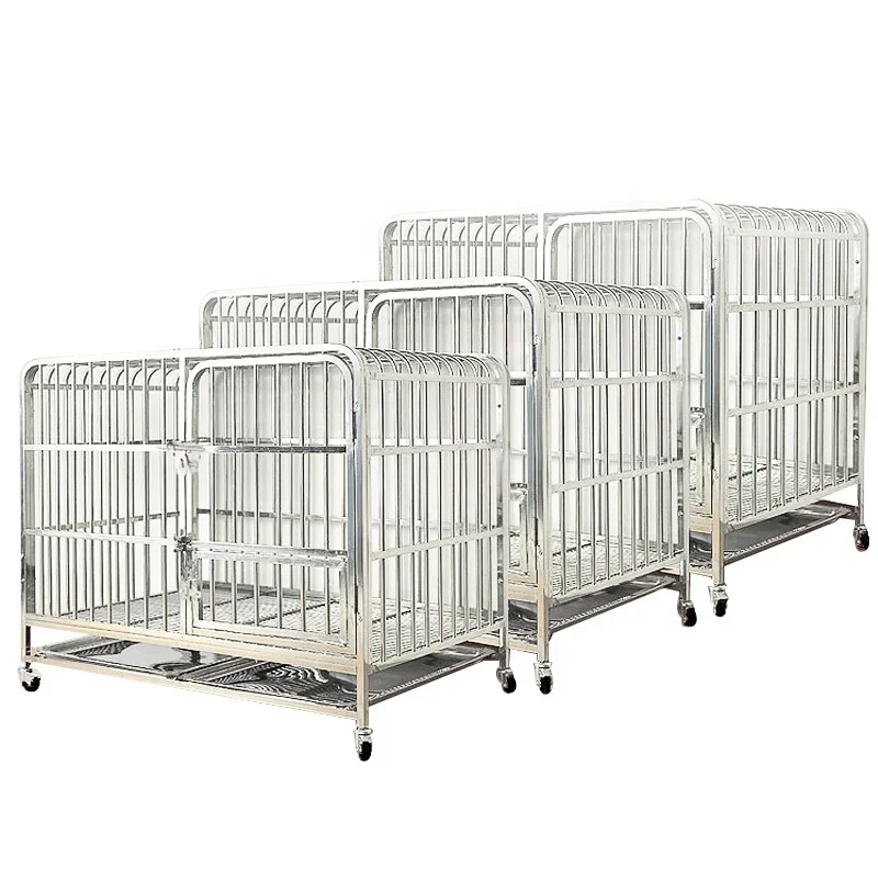 Heavy Duty Dog Cage Strong Metal Kennel and Crate for Medium and Large Dogs Pet Playpen with Four Wheels