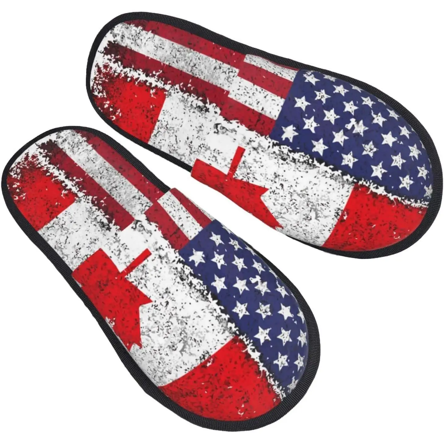 

Женские нечеткие тапочки, теплые меховые тапочки с флагом Канады и США, нескользящие зимние домашние и уличные плюшевые домашние тапочки без шнуровки