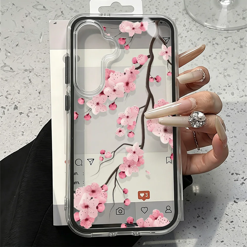 Plum Bossom 2in1 Phone Case For Samsung A57 5G S26 Ultra S25 S23 S22 S24 Plus A55 A56 A37 A36 A35 A17 5G A53 A54 A34 A26 Funda