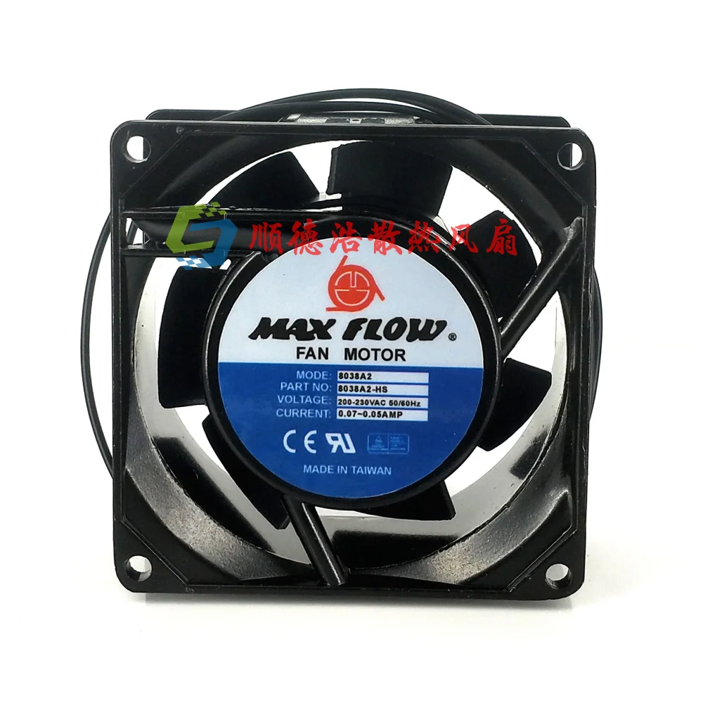 

MAXFLOW MF8038A2 AC 220V 0.07-0.05AMP 80x80x38mm 2-Wire Server Cooling Fan