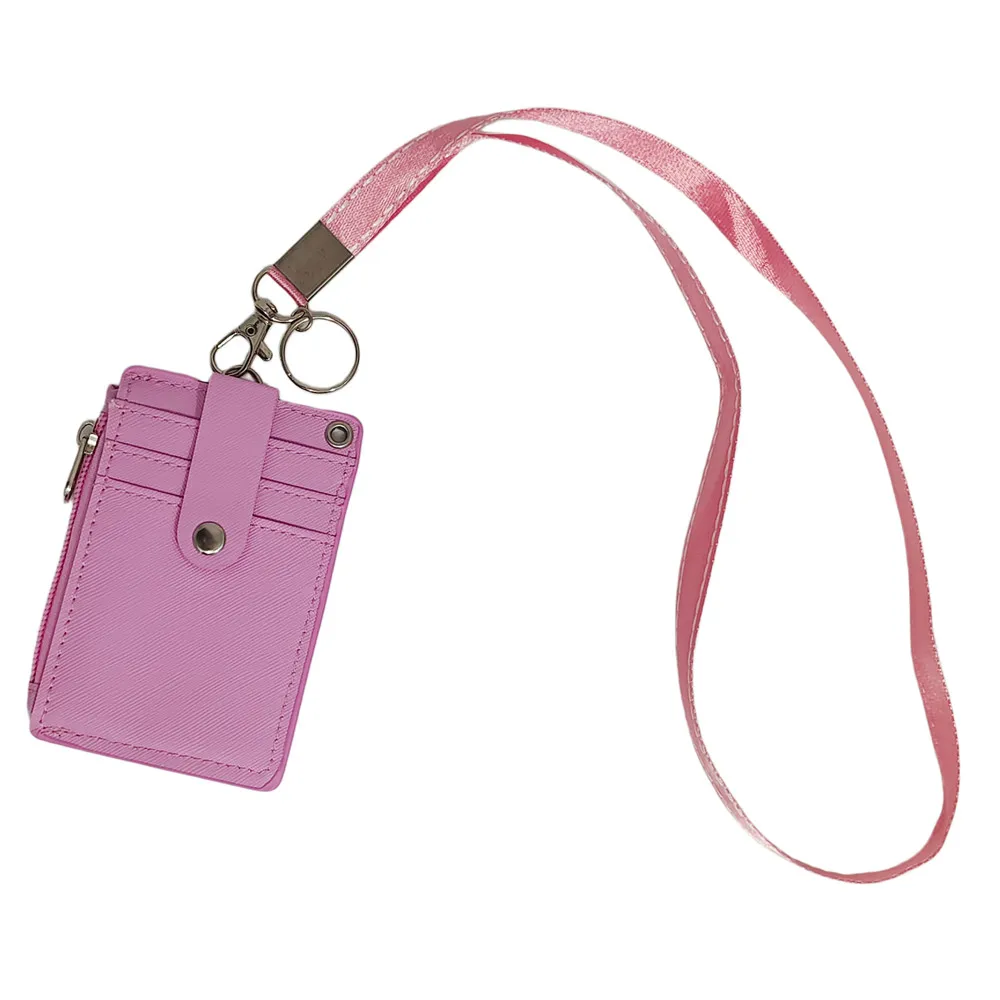 1 stück Hals Hängen Zipper Karte Lagerung Box PU Leder Tragbare Leichte Karte Halter Lehrer Student Arbeit Liefert – Detail 17