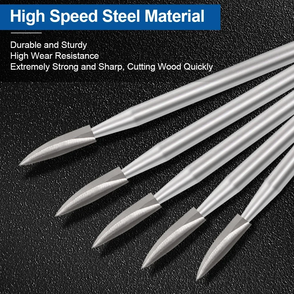 5 Pcs Rotary Tool Wood Carving Bits Set - Engraving & Grinding Accessories for DIY & Professional Woodworking