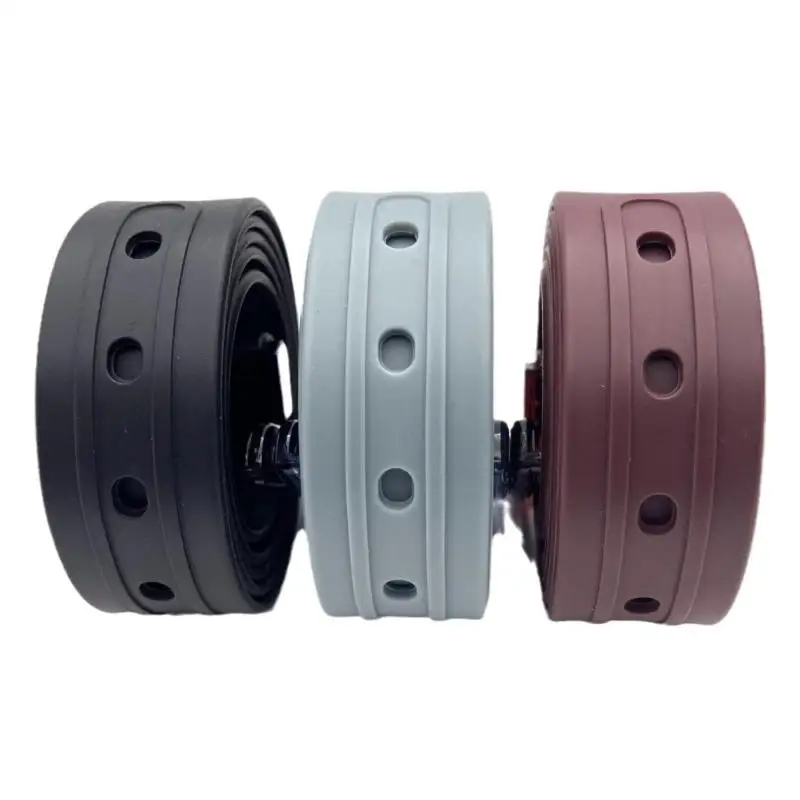 男性と女性のための長いキャンディーカラーのベルト、カラフルでフレンドリーなシリコンバックルデザイン、低刺激性、セキュリティチェック、多くの選択肢、新しい、120cm