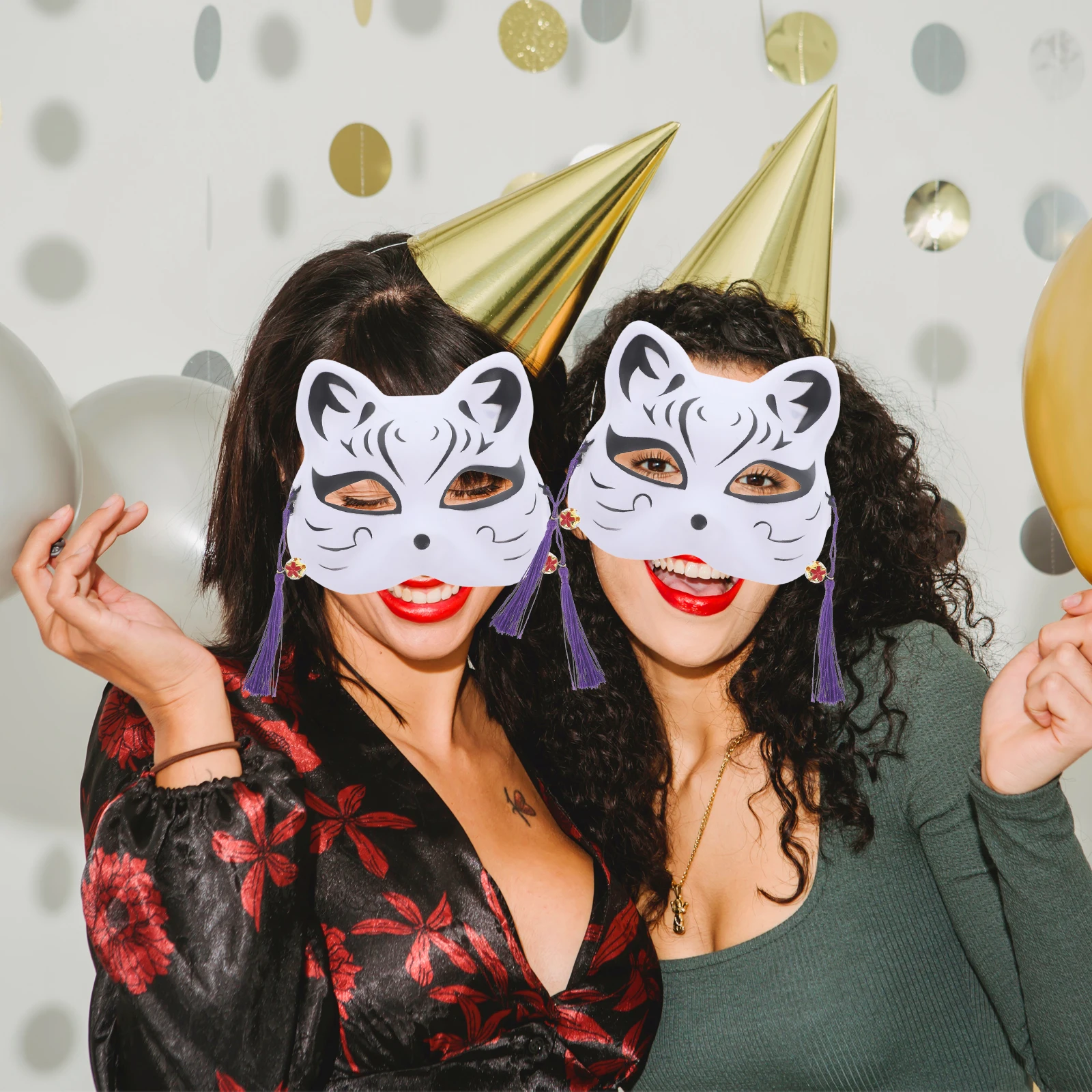 

Japanese Style Cat Party Cosplay Lightweight Costume Accessory For Kids Decorative Tassel Mask Halloween