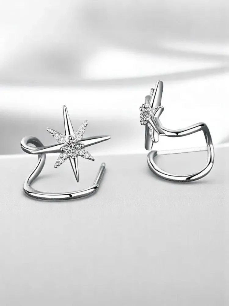 

Silver ear jewelry Moissanite 925 sterling silver Snowflake Hexagram Micro-inlaid Gravel Earrings Light luxury Jewelry