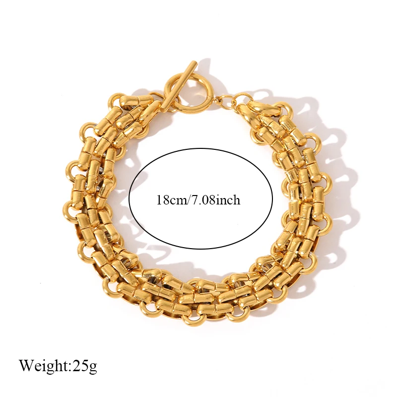 GANPUP 316L Edelstahl Wasserdicht Gold Farbe Metall Kubanische Kette Aussage Halskette Armband Set Charme Mode Schmuck Frauen – Detail 5