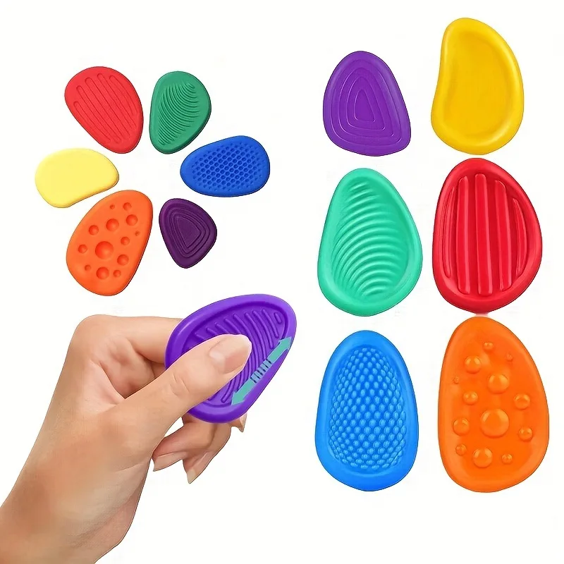 Sensory Texture Worry Stones Soft Fun Fidget Toys Kids Adult Autism Quiet Stress Anxiety Relief Portable Handheld Gift