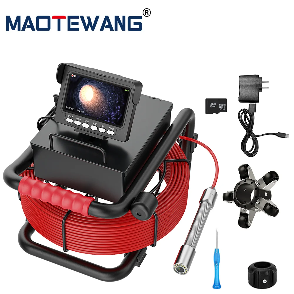 

Sewer Pipe Inspection Camera Night 4.3 Monitor DVR AHD 1000TVL16G Card Vision 17MM/23MM Diameter Camera For Pipe Use