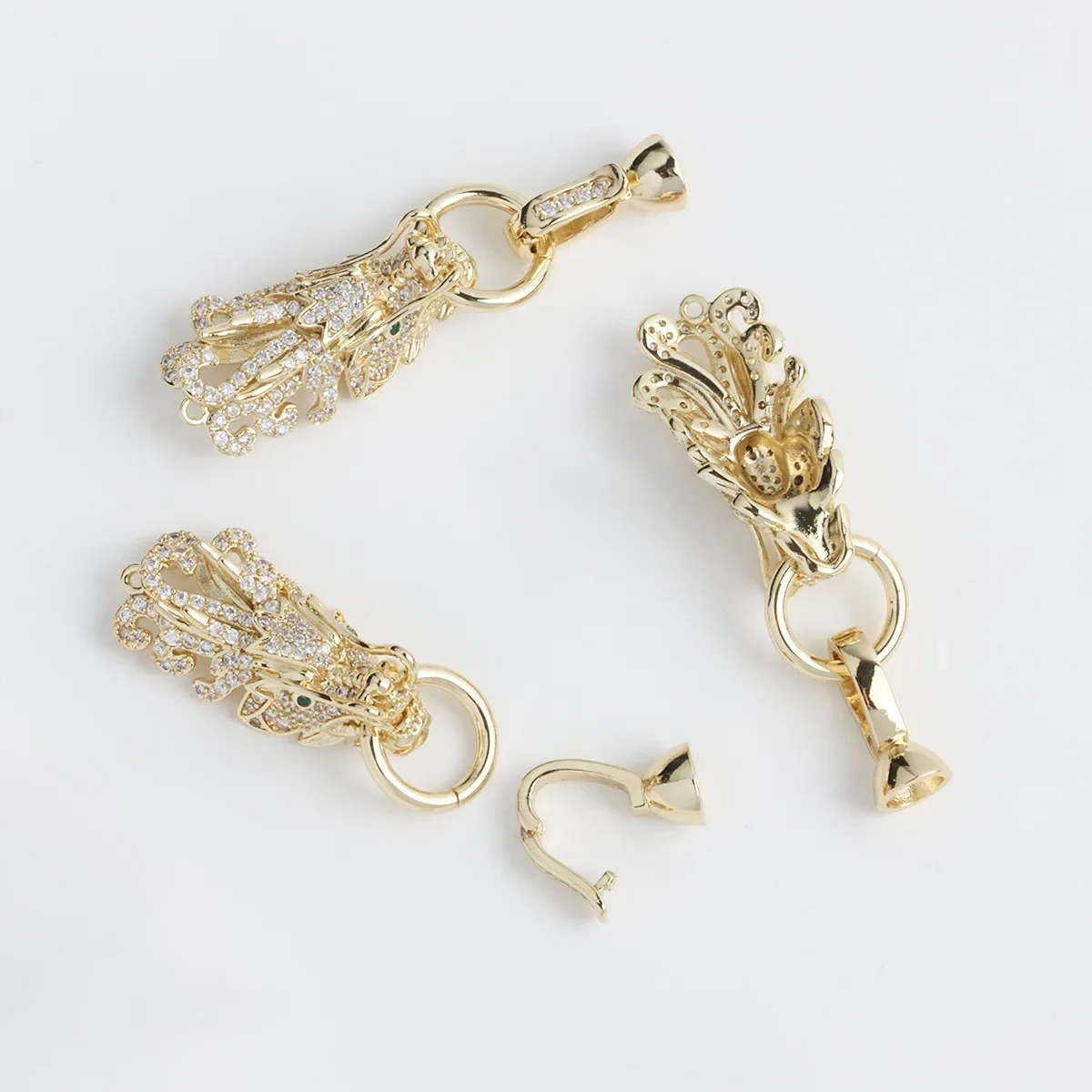 

Copper Plated 18K Real Gold Inlaid Zircon Faucet Button Head, Necklace Bracelet Connecting Buckle DIY Jewelry Accessories