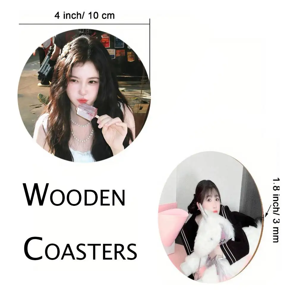 Esther Yu Chinese Actress Coasters Round Wooden For Cute Design Suitable For Drinks Tea Coffee Home Gift Choice Holidays